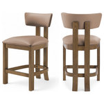 Meridian Furniture - Lavrin Upholstered Counter Stool, Tan, Vegan Leather, Walnut, Set of 2 - Indulge in the allure of the Tan Lavrin Counter Stool by Meridian Furniture. Its captivating design and luxurious Tan elevate any space with effortless elegance. Crafted with precision and durability in mind, this stunning piece becomes the focal point of gatherings, fostering moments of connection and warmth. Embrace sophistication and style with the Lavrin Counter Stool, a testament to exquisite taste and timeless beauty.