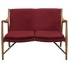 Modern Contemporary Upholstered Loveseat, Red Fabric