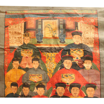 Chinese Hand-Painted Canvas Color Ink Ancestors Painting Art Hcs5095