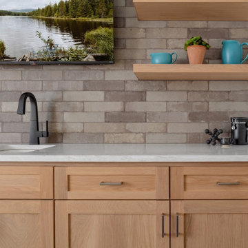 Natural White Oak Cabinets & Blue Tile Backsplash - Design-Build Kitchen Remodel