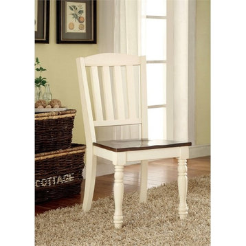 Furniture of America Gossling Farmhouse Wood Dining Chair in White (Set of 2)