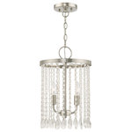 Livex Lighting - Livex Lighting Brushed Nickel 2-Light Mini Pendant - The brushed nickel finish decorates the beautiful design of the Elizabeth two light mini pendant chandelier with a refined quality. Clear crystal frills offer detailed elegance to the design of this mini pendant. Attract attention with the bold personality provided by this lovely fixture.