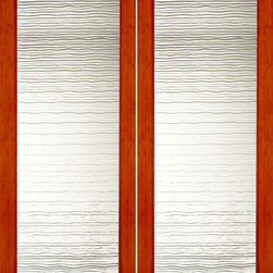 BM-35 Interior Bamboo Contemporary Small Wave Glass Double Door - Interior Doors