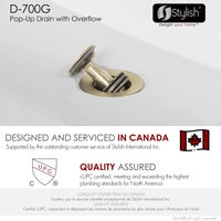 STYLISH Brushed Gold Pop-Up Bathroom Sink with Overflow Set of Two
