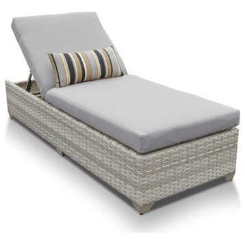 TK Classic Fairmont Wicker Patio Chaise Lounge in Gray