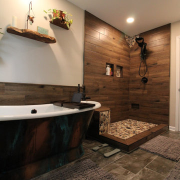 Earthy Luxury: Warm Wood, River Rock & Copper Accents