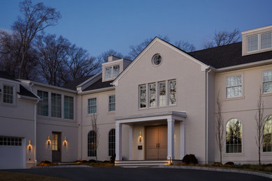 Example of a transitional exterior home design in New York