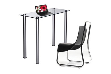 Sleek Clear Glass Computer Desk or Laptop Table