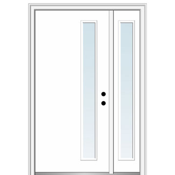 50"x80" 1 Lite Clear Left-Hand Inswing Primed Fiberglass Door, 4-9/16"
