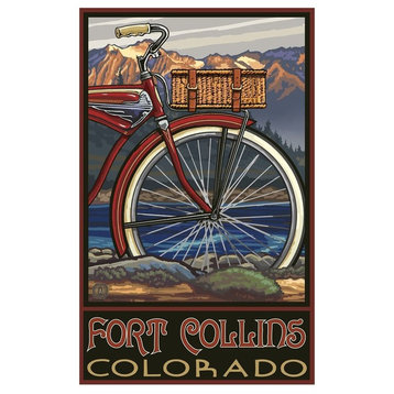 Paul A. Lanquist Fort Collins Colorado Fat Tire Bike Art Print, 12"x18"