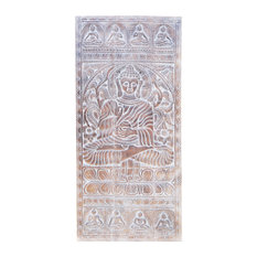 Consigned Buddha Wall Hangings, Wall Art, Vintage Hand Carved Door Panel