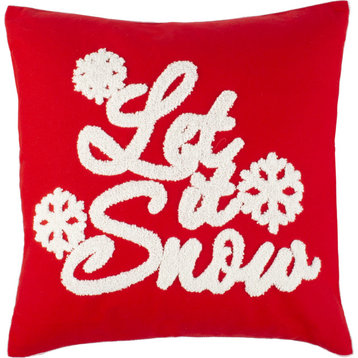 Let It Snow Pillow - Green, White, 18x18
