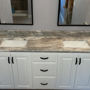Neutral Bathroom: Fantasy Brown Dolomite Countertop