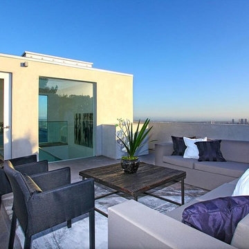 Grandview Drive Hollywood Hills modern home rooftop terrace lounge