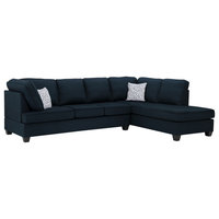 Olson Linen Reversible Sectional Sofa, Dark Blue