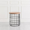 Auxon Designer Cage Side Table, Natural & Black