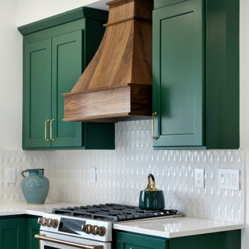Transitional Craftsman Kitchen Remodel in Minneapolis with Green Cabinets & Cust