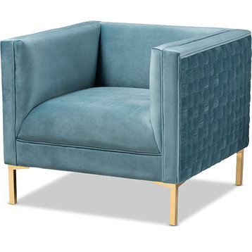 Seraphin Glam and Luxe Armchair - Light Blue, Gold
