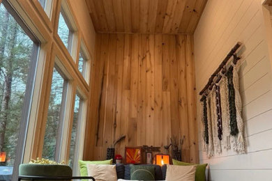 Sunroom - small rustic light wood floor sunroom idea in Atlanta