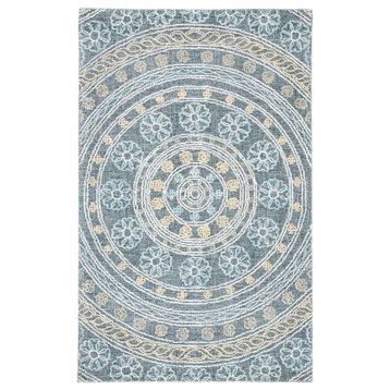 Safavieh Blossom Area Rug, BLM608, Charcoal and Yellow, 6'x6'Square