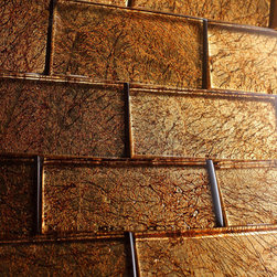 2x4 Glossy Glitter Bronze Sky Subway Glass Mosaic Tiles - Home Accessories & Decor