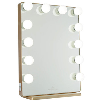 Hollywood Glow XL 2.0 Vanity Mirror, Champagne Gold, Frosted Led Globe Bulbs