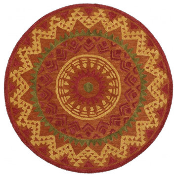 6" Round Orange Decorative Area Rug
