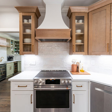 White Range Hood with Brown Trim