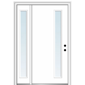 48"x80" 1 Lite Clear Left-Hand Inswing Primed Fiberglass Door, 4-9/16"