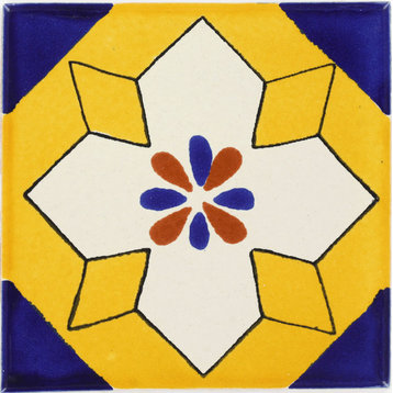 Handmade Tierra y Fuego Ceramic Tile, Potosi, Set of 9