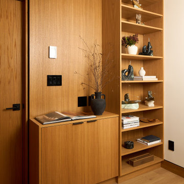 Contemporary Millwork | Warm Wood Veneer & Modern White Millwork | Vancouver, BC