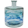 Hand-Painted Reclaimed Glass Vase, Blue Ombre
