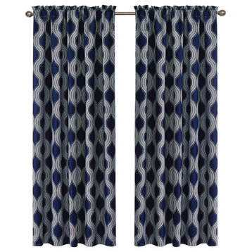 Charleston Curtains, Set of 2, Cobalt Blue, 60"x84"