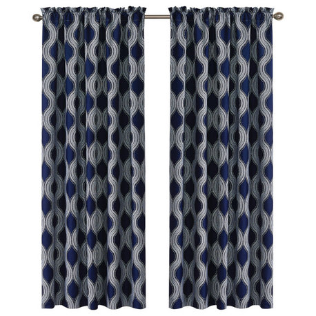 Charleston Curtains, Set of 2, Cobalt Blue, 60"x84"