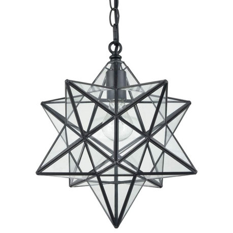 Viterbo Modern Moravian Star Pendant Lights Clear Glass Shade, 16 inches