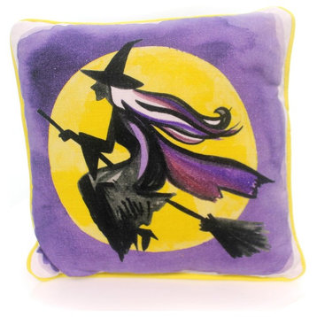 Primitives By Kathy FLYING WITCH & FULL MOON PILLOW Cotton Home Decor 33233