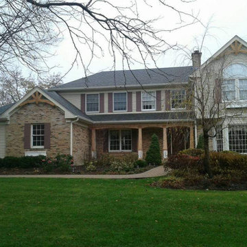 Front Entry Cedar Facade Tapered Posts, Beam, and Gabble Brackets