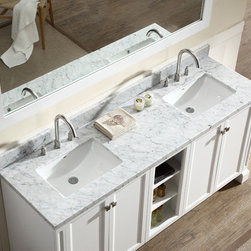 73 inch Contemporary Double Sink Bathroom Vanity Set in White Finish - Bathroom Vanities And Sink Consoles
