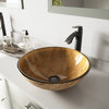 VIGO Amber Sunset Glass Vessel Sink and Linus Faucet, Antique Rubbed Bronze