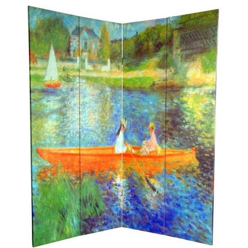 6' Tall Double Sided Works of Renoir Room Divider, The Seine/The Luncheon