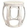 Rattan Round Stool Larry, White Wash, 18"