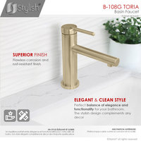 STYLISH Single Handle Modern Bathroom Faucet Basin Sink Faucet, Gold Finish