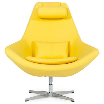 Pearce Modern Yellow Eco-Leather Accent Chair