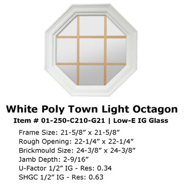 Four Season Town Light, White Poly, Low-E With Grille