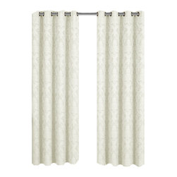 Royal Tradition - Blair Jacquard Grommet Top Panels, Set of 2, Off-White, 108"x84" - Curtains