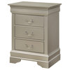 Louis Phillipe 3-Drawer Nightstand, Silver Champagne
