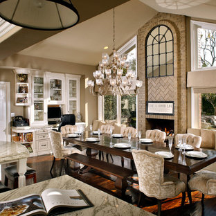 75 Most Popular Traditional Dining Room With A Brick Fireplace