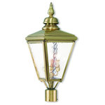 Livex Lighting Lights - Cambridge Post-Top Lantern, Antique Brass - This stylish antique brass outdoor post top lantern is a great way to update your home's exterior decor. Flat metal curved arms attach to the solid brass decorative housing while clear water glass protects the three bulbs.