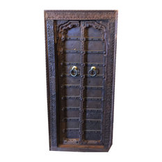 Mogul Interior - Consigned Vintage Teak Rustic Terrace Doors Mehrab Carved & Solid Frame Design - Wall Accents