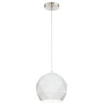 Lite Source - Lite Source LS-19130 Pandora - One Light Pendant - Pendant Lamp, Bn/White Metal Cut Shade, E27 Type A 60W.  Shade Included: YesPandora One Light Pendant Brushed Nickel White Metal Cut Shade *UL Approved: YES *Energy Star Qualified: n/a  *ADA Certified: n/a  *Number of Lights: Lamp: 1-*Wattage:60w E27 A bulb(s) *Bulb Included:No *Bulb Type:E27 A *Finish Type:Brushed Nickel